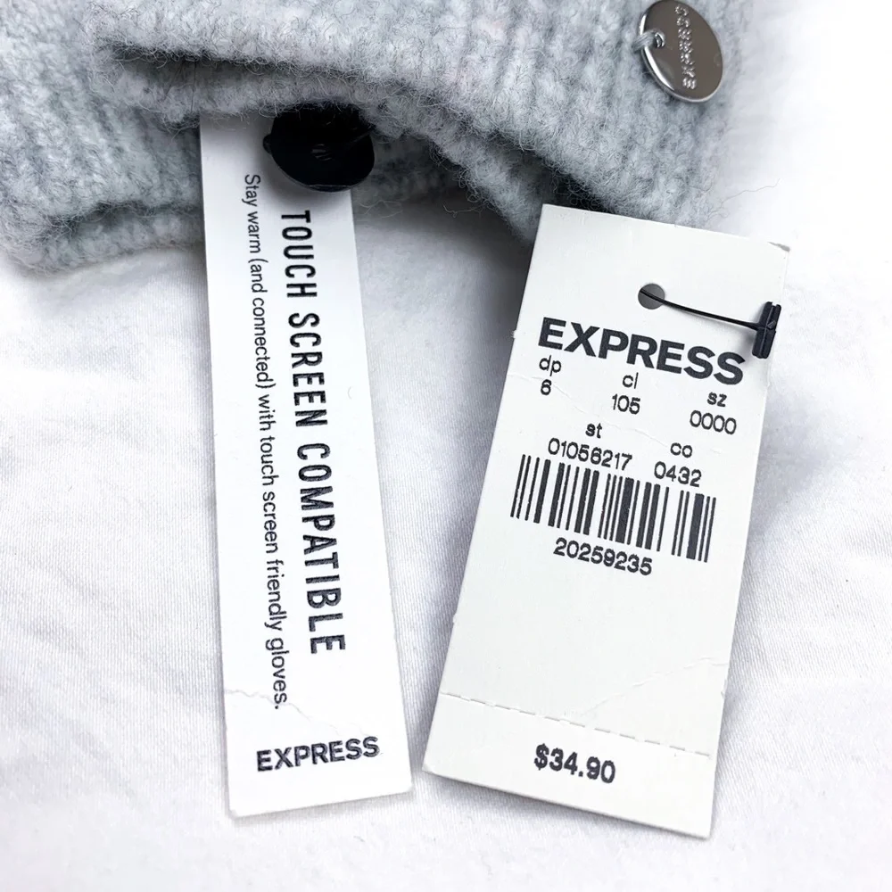 Express Gray Touch Screen Compatible Winter Gloves